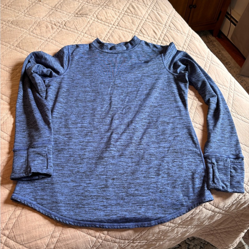 Cuddl Duds Heathered Blue Long Sleeve Mock Neck Top